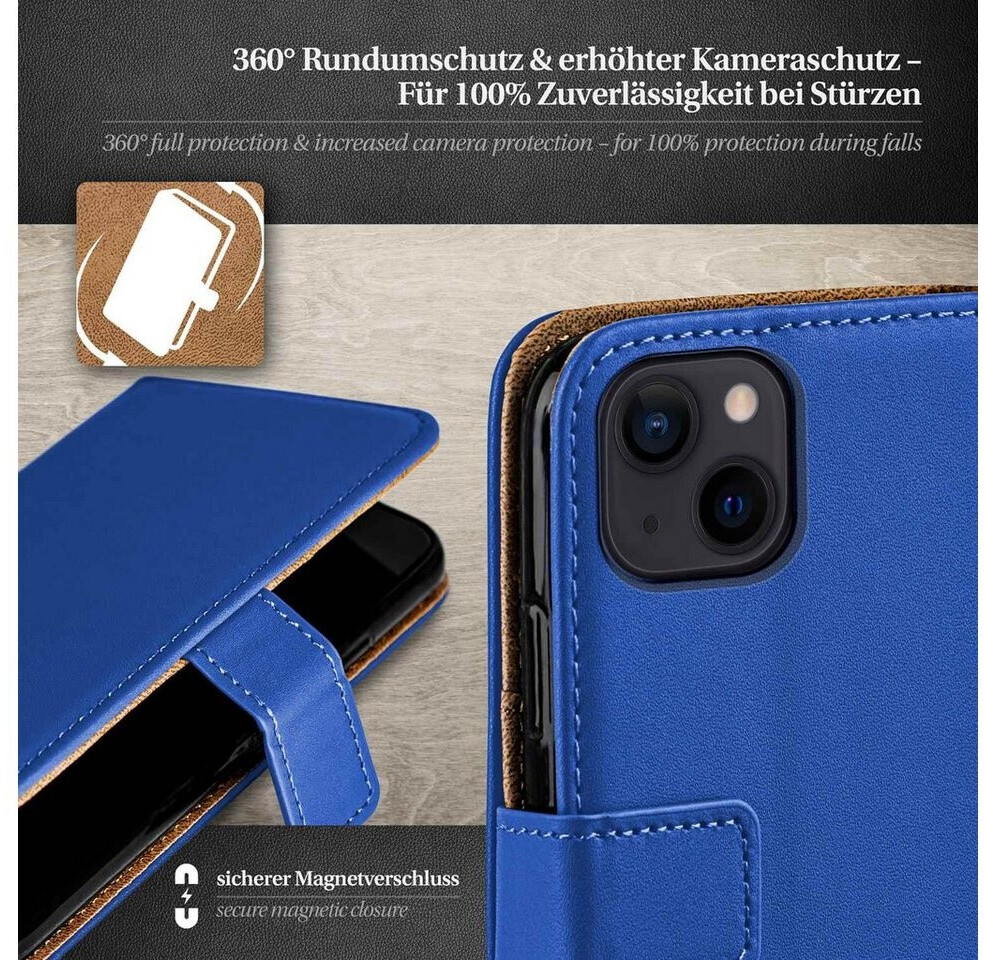 moex Book Case voor Apple iPhone 14 telefoonhoes met kaartsleuf, inklapbare 360 graden beschermhoes, klaphoes, flip case, PU-leren telefoonhoesje, wit