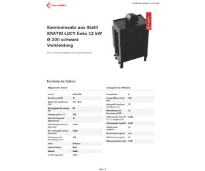 KRATKI Kamin aus Stahl 12 kw Lucy Links fi 200 Schwarz