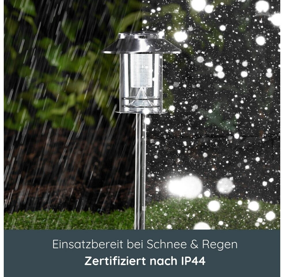 MeLiTec Solarfackeln SO37 – 3er Set, Edelstahl Matt Gebürstet, Für Stimmungsvolle Gartenbeleuchtung