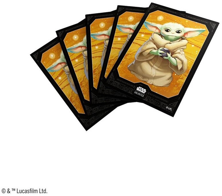Gamegenic Star Wars Unlimited – Pochettes Premium Qui-Gon Jinn – 60 Art + 2 Transparentes – Gris