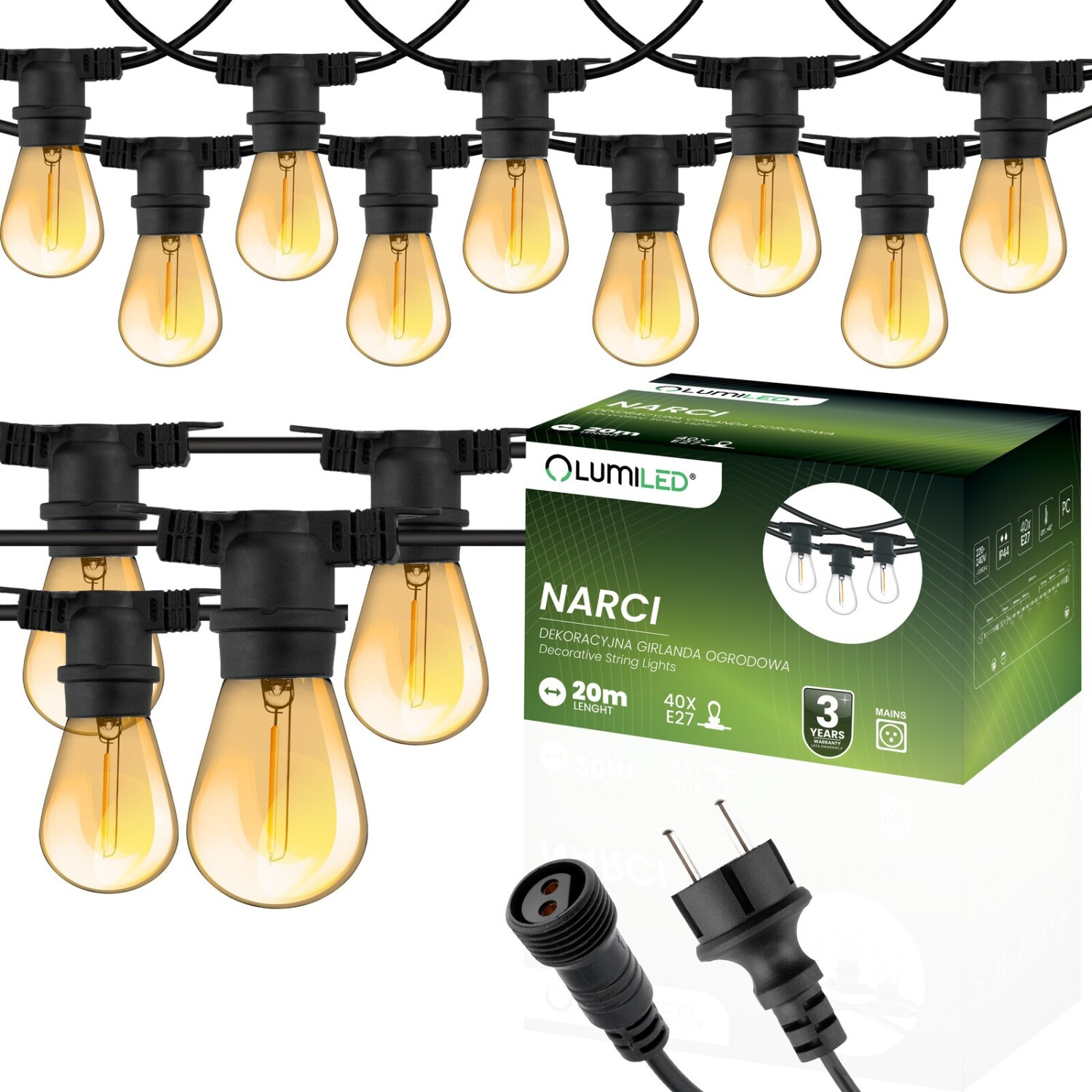 LUMILED Außen-Lichterkette 20x E27 Warmweiß (LUMOGR0862J) ab 51,99 € (Oktober 2026)