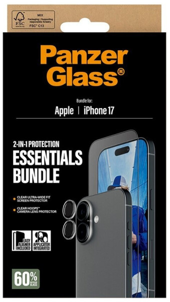 PanzerGlass Schutzfolie 2in1 Essentials Set Apple iPhone 17 Transparent, Bild 3