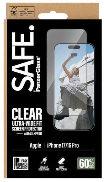 PanzerGlass Schutzfolie SAFE Screen Protector Black Frame Apple iPhone 16 Pro 17 Transparent, Bild 4
