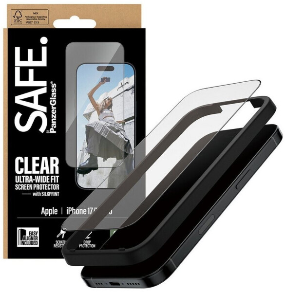 PanzerGlass Schutzfolie SAFE Screen Protector Black Frame Apple iPhone 16 Pro 17 Transparent, Bild 5
