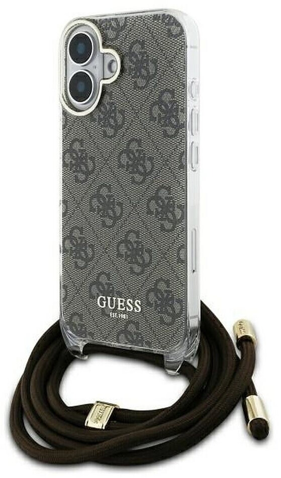 CG Mobile Guess Case Cover Crossbody Cord Strap 4G iPhone 16 Brown ab ...