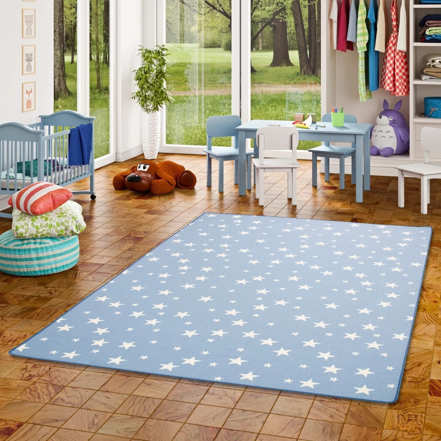 Snapstyle Tapis De Jeu Pour Enfant Rond Motif Étoiles Bleu - Tapis Doux Et Résistant En 4 Tailles