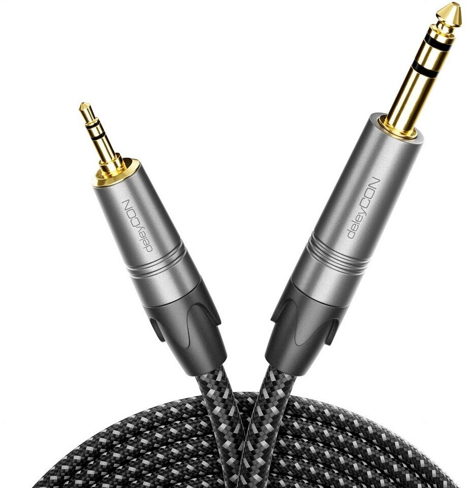 deleyCON 10m Klinkenkabel Instrumentenkabel 6,35 auf 3,5mm Klinke TRS ...