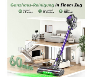 Adormii Akku-Hand-und Stielstaubsauger Akku Staubsauger 80000pa, Staubsauger Kabellos, 70Min/1,8L, beutellos, Smart LED-Display, grünem Licht, für Teppich, Hartböden, Tierhaare
