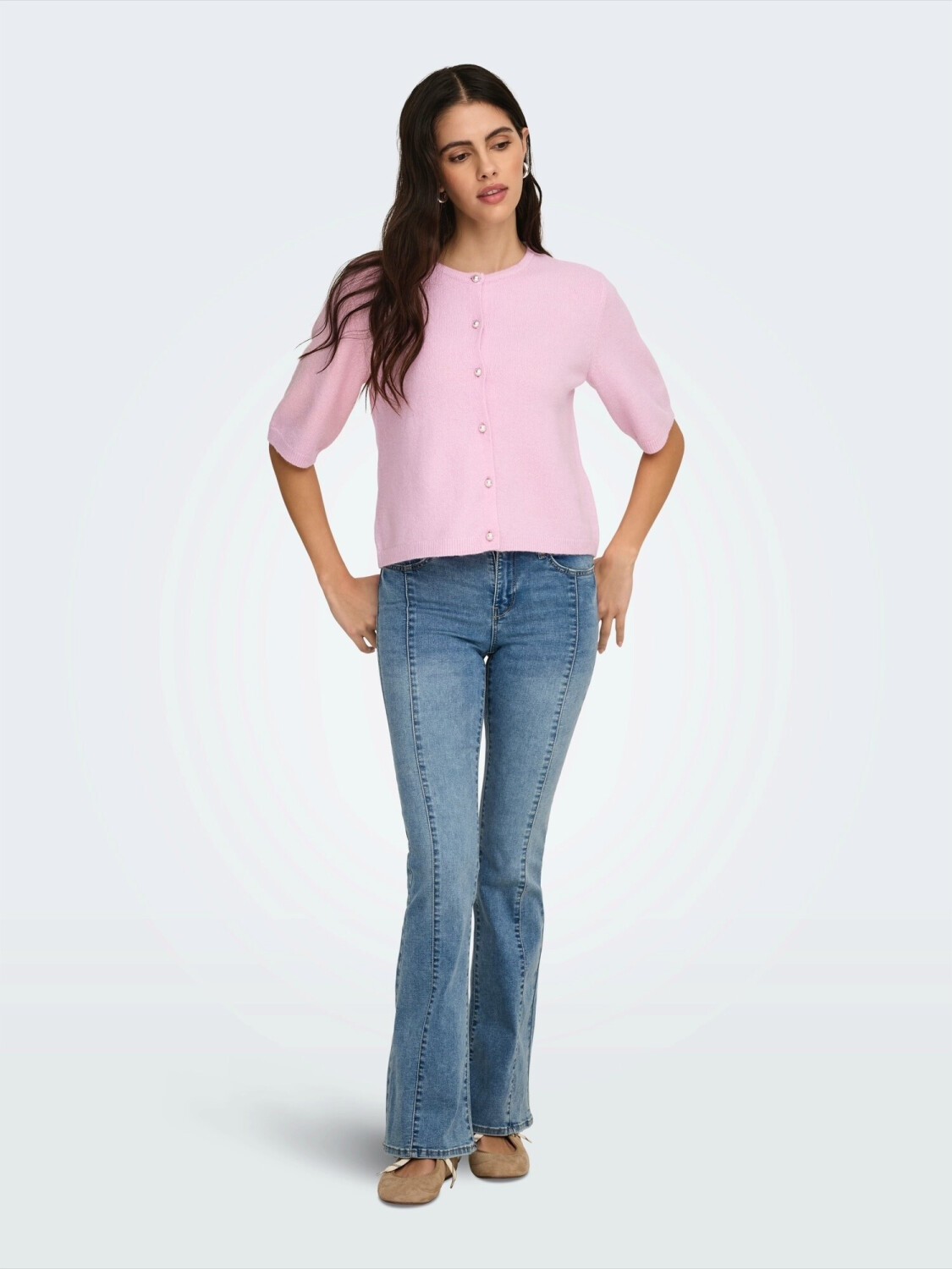JDY JDYRUE LIFE LS HN PEARL DETAIL - Trui - castor gray/donkergrijs