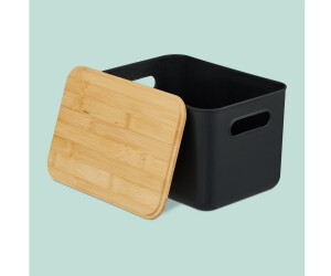 Relaxdays Aufbewahrungsbox Kunststoff Bambus Schwarz Stapelbar 2er Pack S  16 cm x 26 cm x 17,5 cm 230 g ab 19.99  | Vergleiche 8 Angebote auf  idealo.de