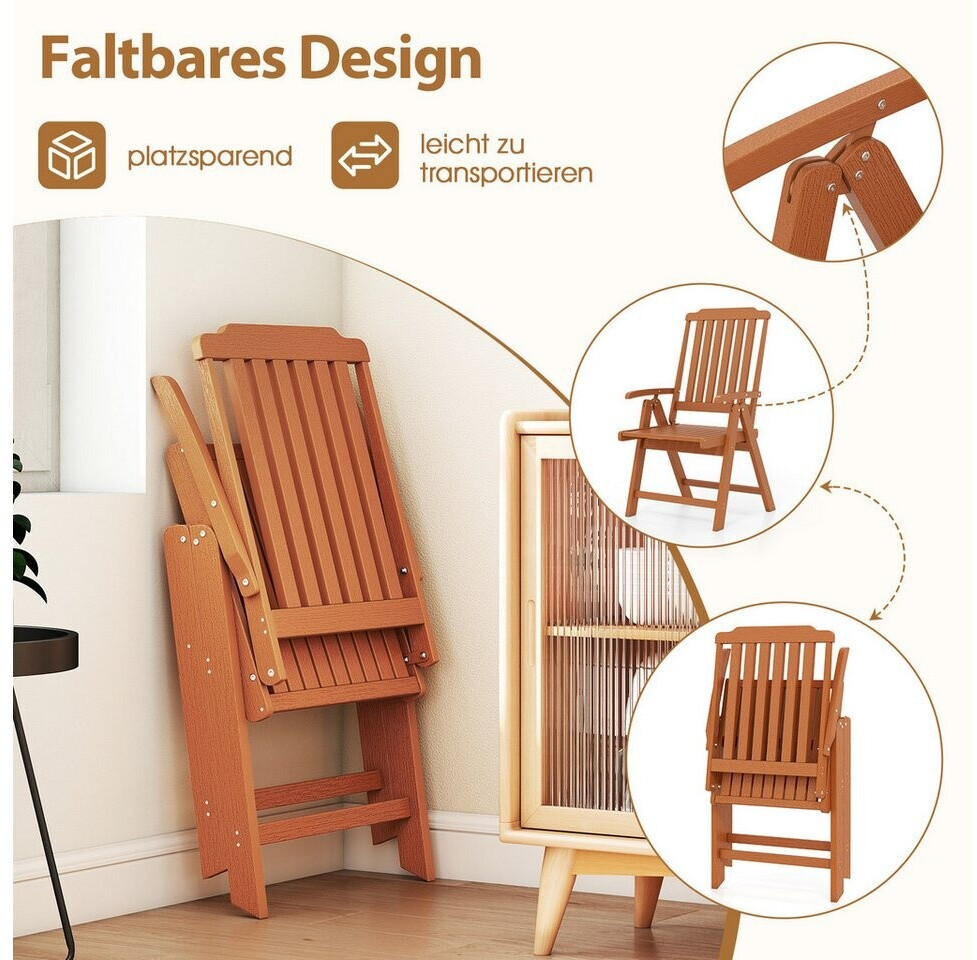 Costway Gartenstuhl Klappbar Kunststoff Holzoptik Braun ab 77,99 € (Oktober 2026)