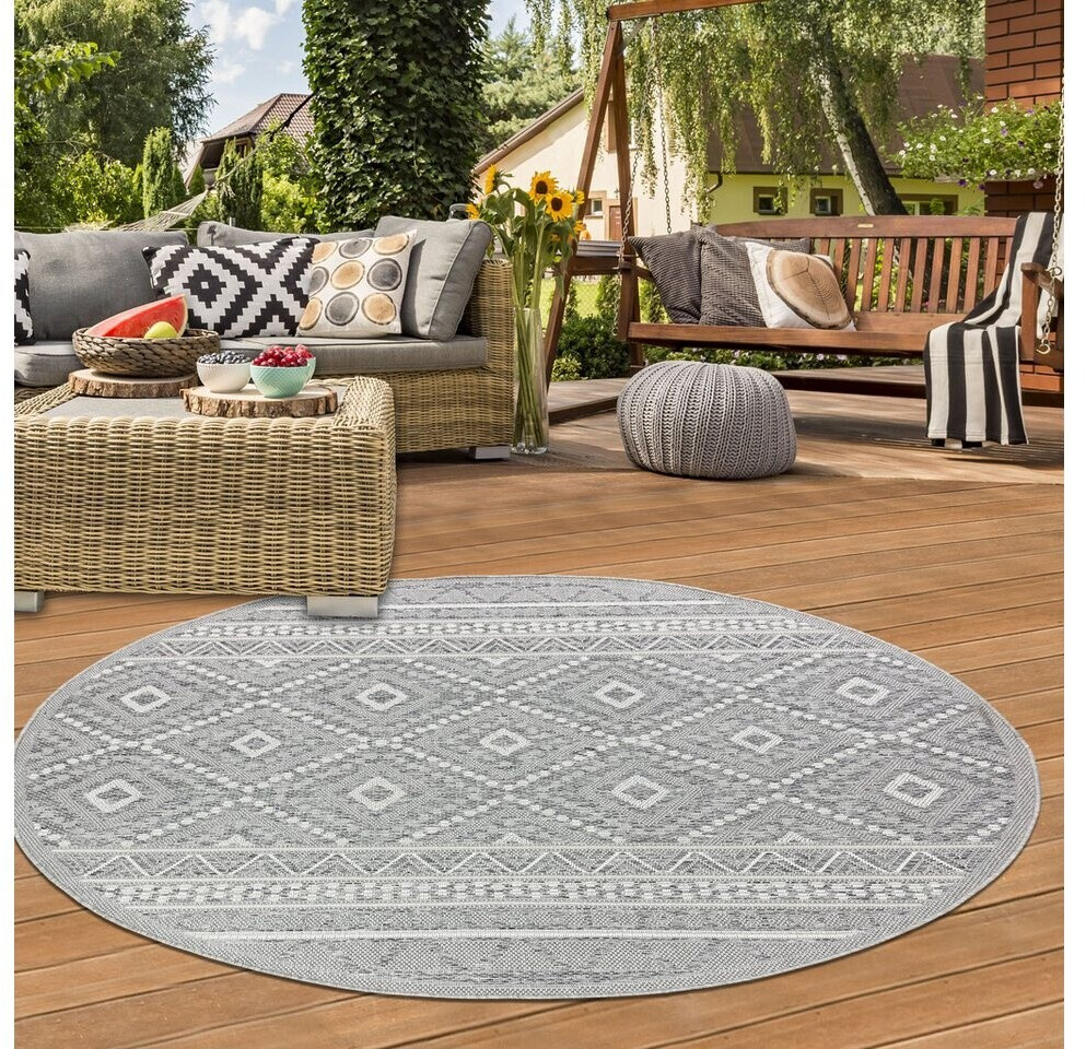 TeppichHome24 In- & Outdoor Teppich Sisal Optik Rauten Muster (120cm Rund) graufarben ab 34,99 € (Oktober 2026)