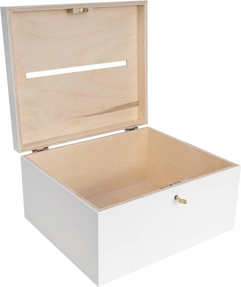 Creative Deco Holzkiste mit Deckel, Schlitz, Schloss und Schlüssel, Weiß, 29x25x15cm (JAN-CD-P2915o-WHITE) ab 37,55 € (Oktober 2026)