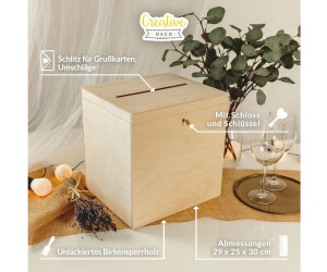 Creative Deco Holzkiste mit Deckel, Schlitz, Schloss und Schlüssel, 29x25x30cm ab 41,31 € (Oktober 2026)