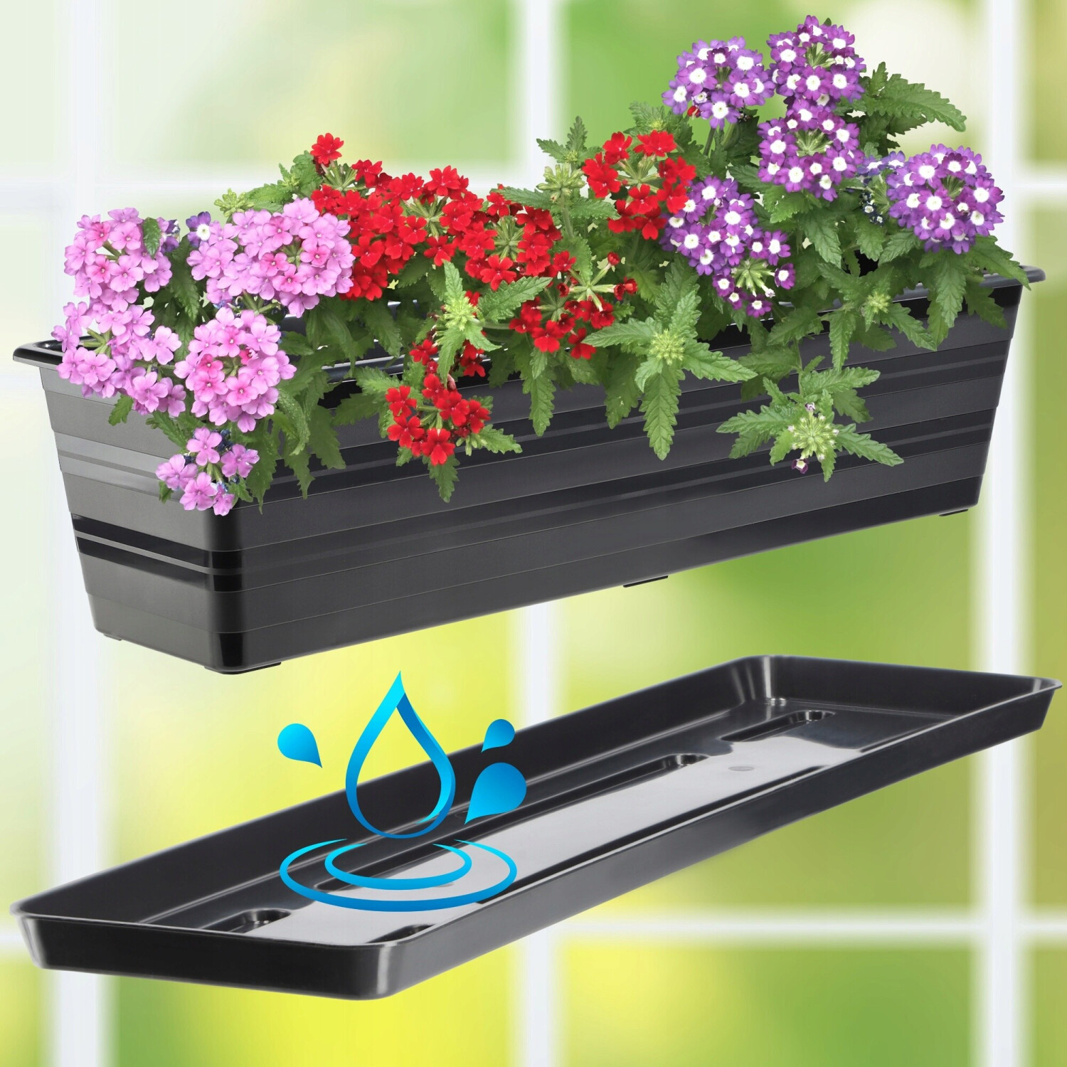 Kadax Blumenkasten mit Untersetzer und Griffen, Kunststoff, Anthrazit, 60cm  (K9046) ab 13.82  | Vergleiche 4 Angebote auf idealo.de