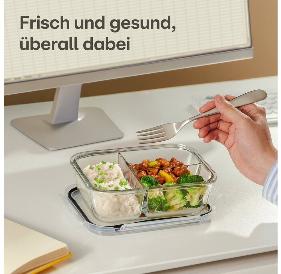 Praknu Meal Prep Boxen Glas 3 Fächer, 2er Set, 1l, luftdicht (7770511) ab 21,99 € (Oktober 2026)