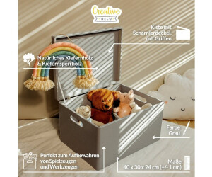 Creative Deco Holzkiste XXL mit Deckel und Griffen, Grau, 40x30x24cm ab 35,67 € (Oktober 2026)