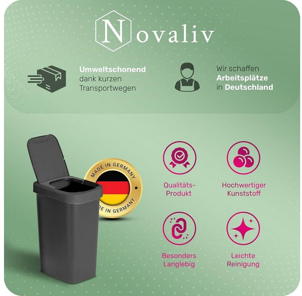 Novaliv Mülleimer 50L 2in1 Deckel (Klappdeckel & Schwingdeckel), 2er-Set ab 39,99 € (Oktober 2026)