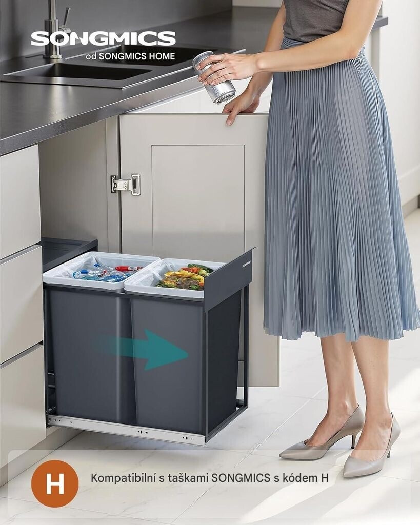 Songmics Mülleimer Küche 2x20L ausziehbar, 2 Fächer, Stahlrahmen (LTB951GZ01) ab 64,39 € (Oktober 2026)