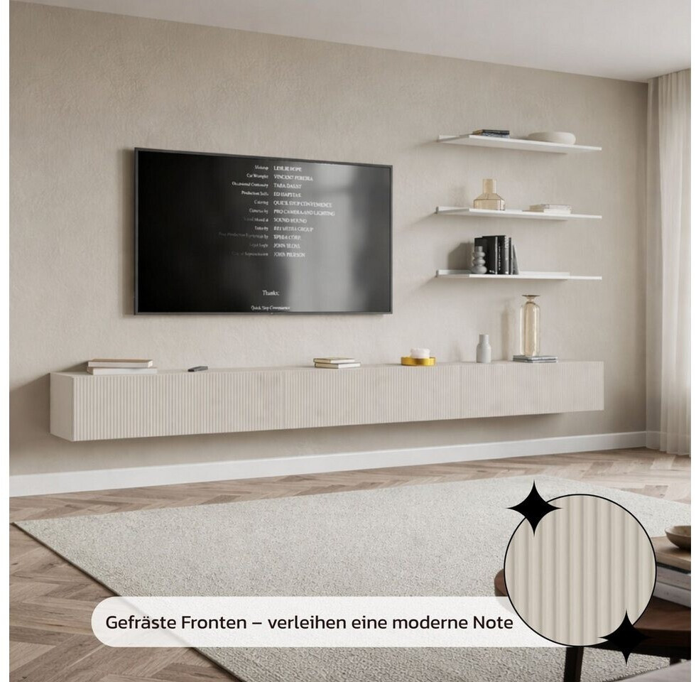 Selsey Veldio TV-Hängeboard mit Lamellenfront 300cm, Greige ab 389,00 € (Oktober 2026)