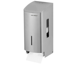 Produktbild von AIR-WOLF WC-Papierspender Alpha – 2 Rollen, Matt-schwarzer Edelstahl, Füllstandkontrolle & Einfache Befüllung