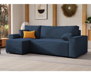 GrekPol PARIS L Ecksofa mit Schlaffunktion und Bettkasten, Cord, Blau, 244x145cm ab 493,50 € (Oktober 2026)