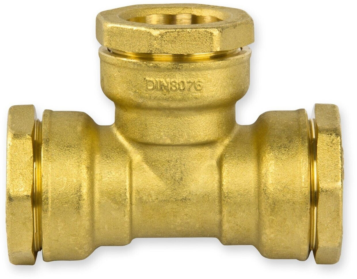 Produktbild von Messing T-Stück 25 Mm – Klemmverbinder PE-PE-PE, PN 25, -10 Bis 120°C, Für PE-Rohre