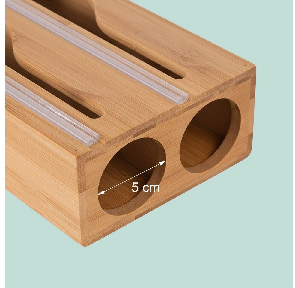 Relaxdays Folienspender 2 Rollen mit Schublade, Bambus, 14x33x7cm ab 14.99   | Vergleiche 9 Angebote auf idealo.de