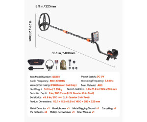 Metalldetektor Metallsuchgerät Teleskoparm wasserdichte Suchspule 22 cm