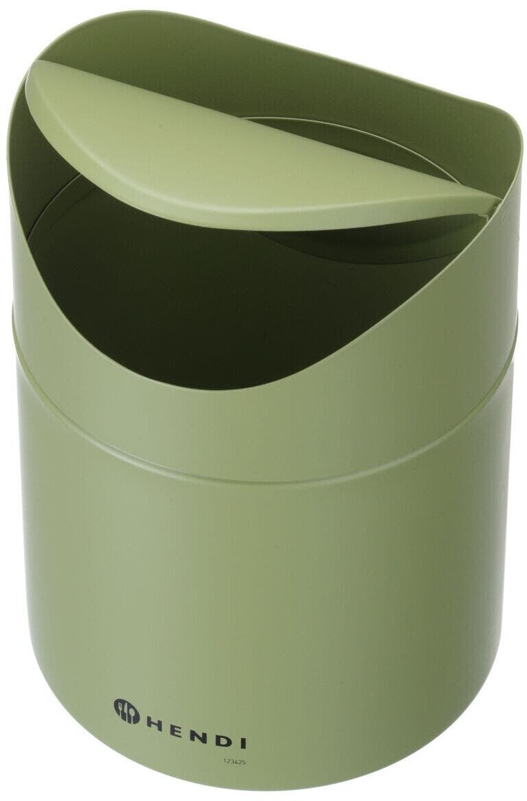 Produktbild von HENDI Tischabfalleimer Mit Schwingdeckel – 1,2 Liter, ø120x165 Mm, Aus Pulverbeschichtetem Metall, Grün, Platzsparend Für Küche & Büro