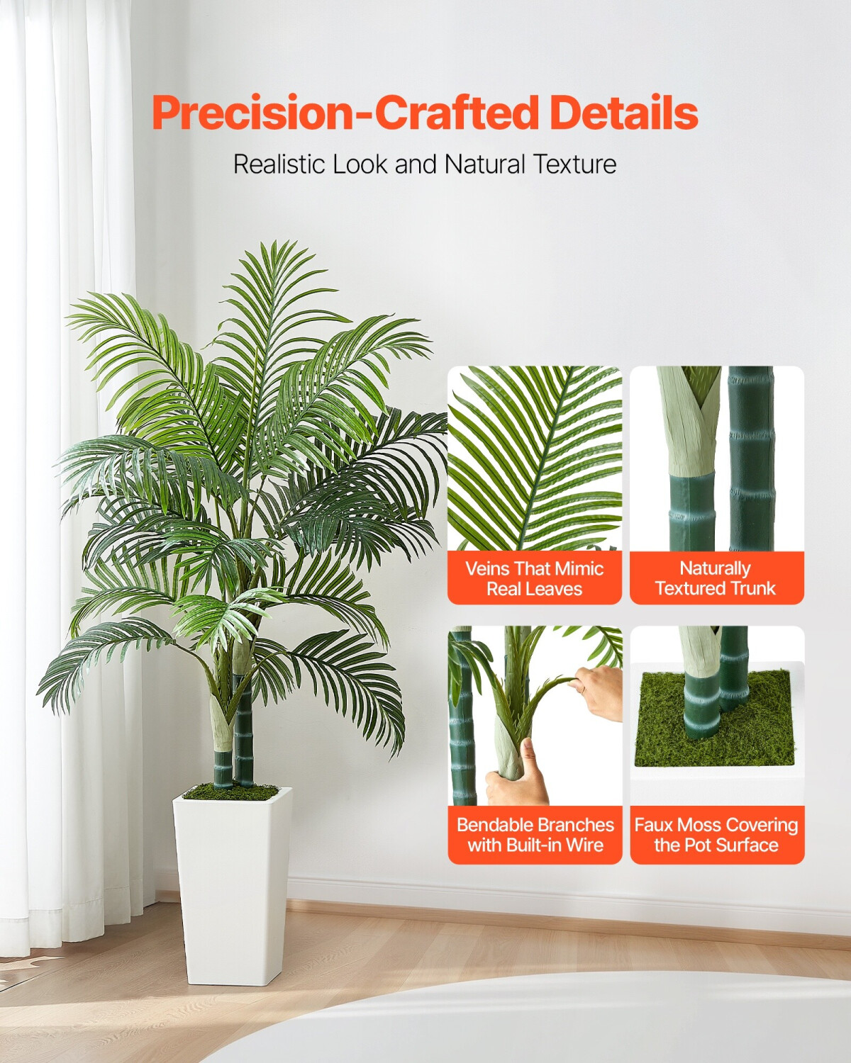 VEVOR Knstliche Areca-Palme 1,52m Kunstseide weier Topf (FH-CGSWK150) ab  53.1  | Vergleiche 2 Angebote auf idealo.de