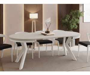 WFL GROUP Savio runder Esstisch ausziehbar 90-190cm, Kaschmir, weiße Holzbeine (48780860-12) ab 564,90 € (Oktober 2026)