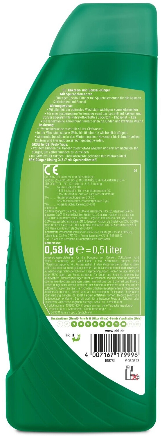 GROW by OBI Kakteen- und Bonsai-Dnger 500 ml ab 7.49  | Vergleiche 1  Angebote auf idealo.de