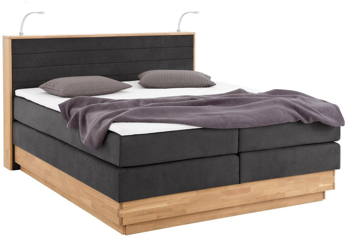 Home Affaire Cavan Boxspringbett 164x222cm Microfaser Charcoal, inkl ...
