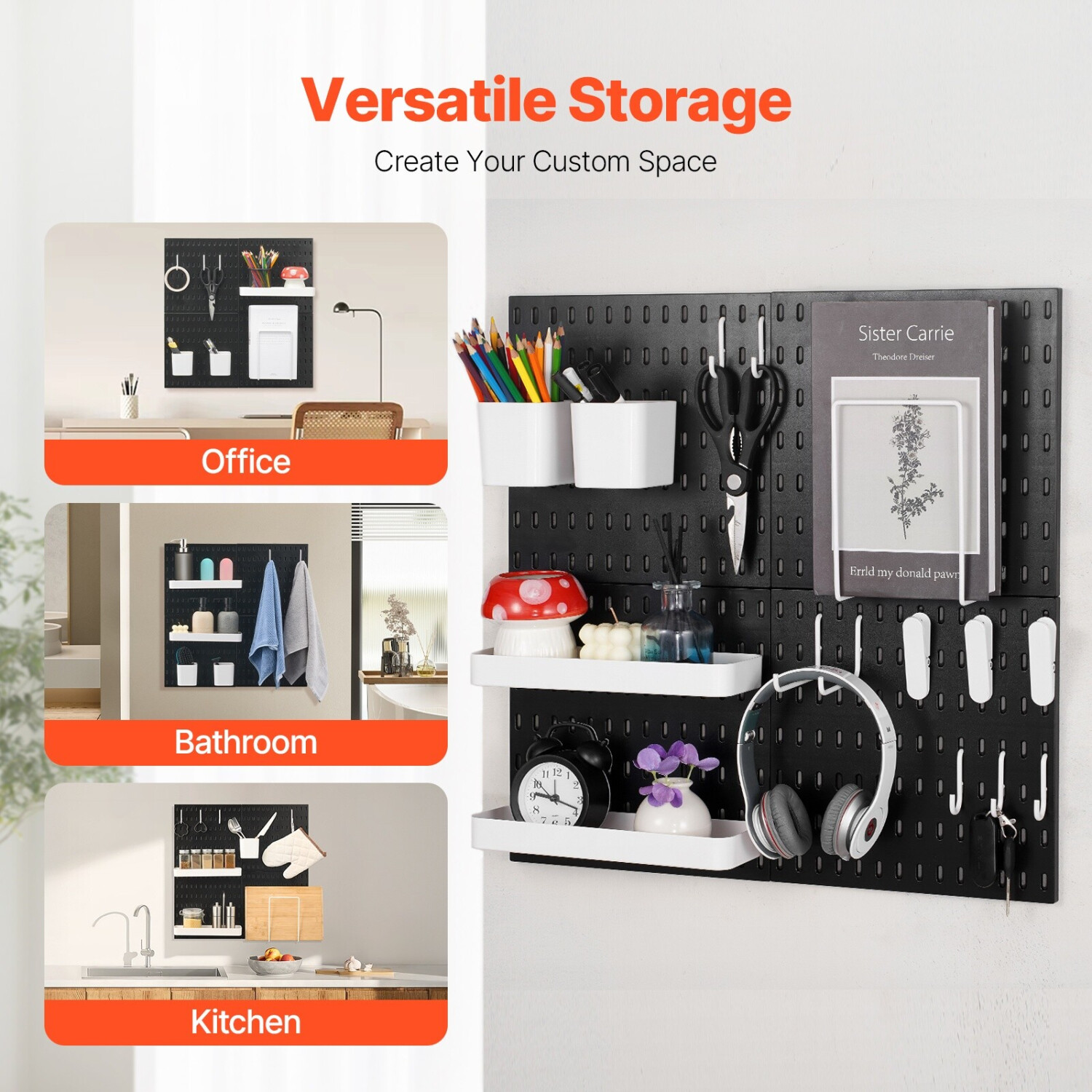 BESTYASH Pegboard-Wandorganizer 28x28 Cm Aus Kunststoff – Bohrfreie Montage, Ideal Für Garage, Küche & Büro – Multifunktionales Aufbewahrungspanel