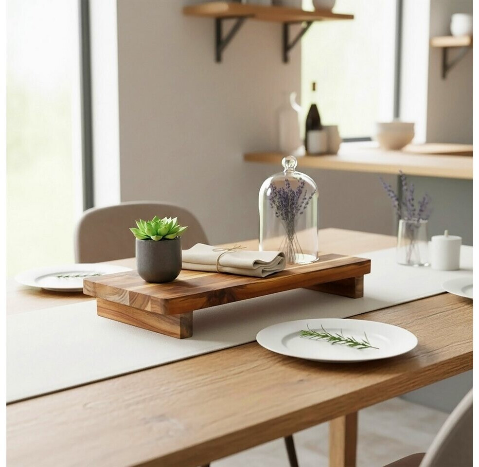 Spetebo Dekotablett Teakholz rechteckig mit Füßen 37x17cm (4798) ab 15,95 € (Oktober 2026)