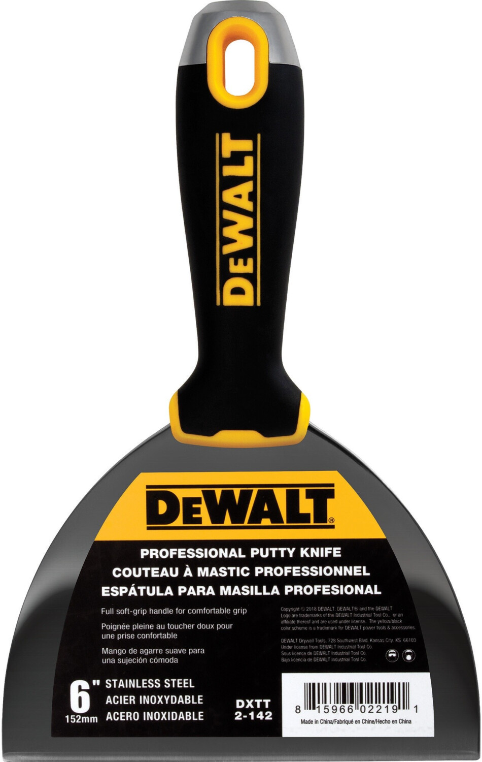 DEWALT Spachtel 25mm-254mm Soft Grip Klinge Edelstahl Trockenbau Malerspachtel