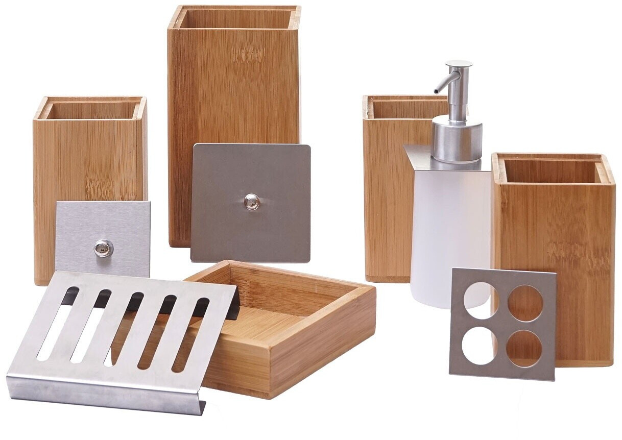 Mendler HWC-A90 7-teiliges Badaccessoires-Set, Bambus (60786) ab 55,99   inkl. Versand | Vergleiche 2 Angebote auf idealo.de