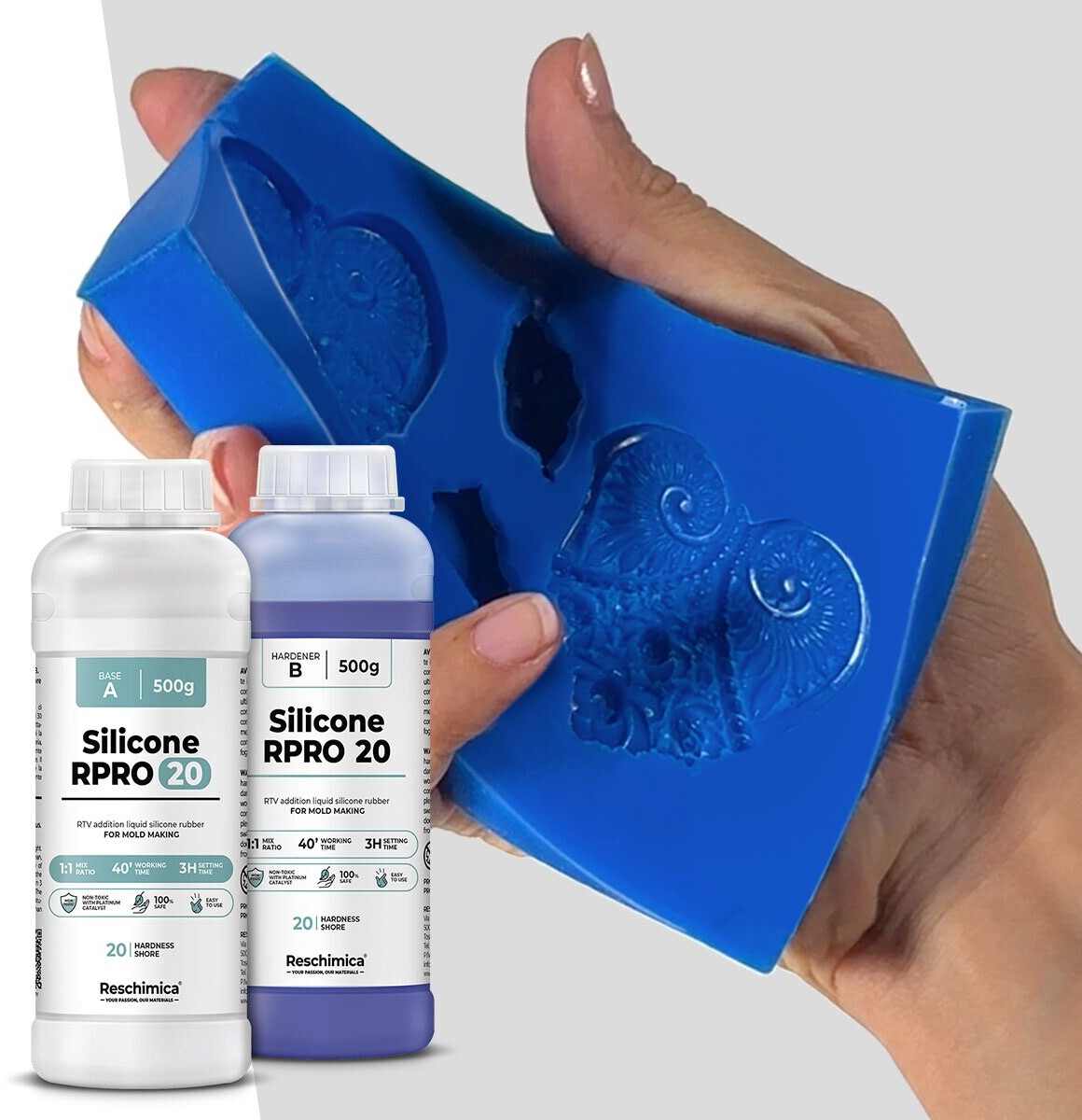 Reschimica R PRO 20 Flüssigsilikon Abformsilikon 1:1 mittelweich 1kg (r ...