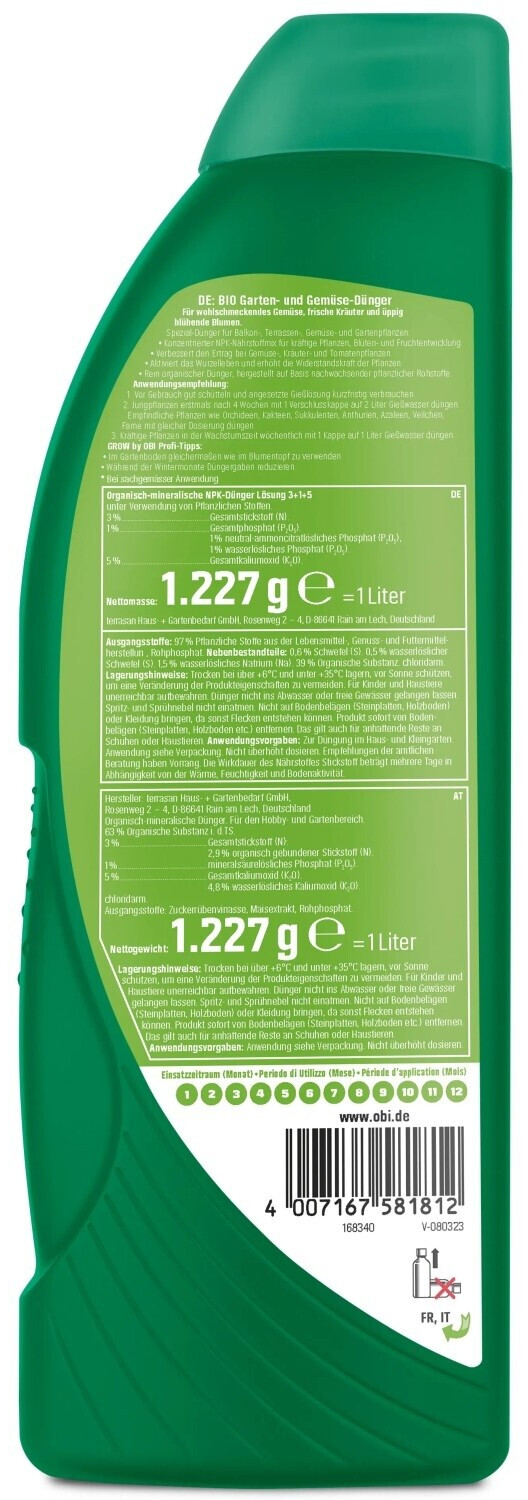 GROW by OBI BIO Tomaten-Dnger 1l ab 8.29  | Vergleiche 1 Angebote auf  idealo.de