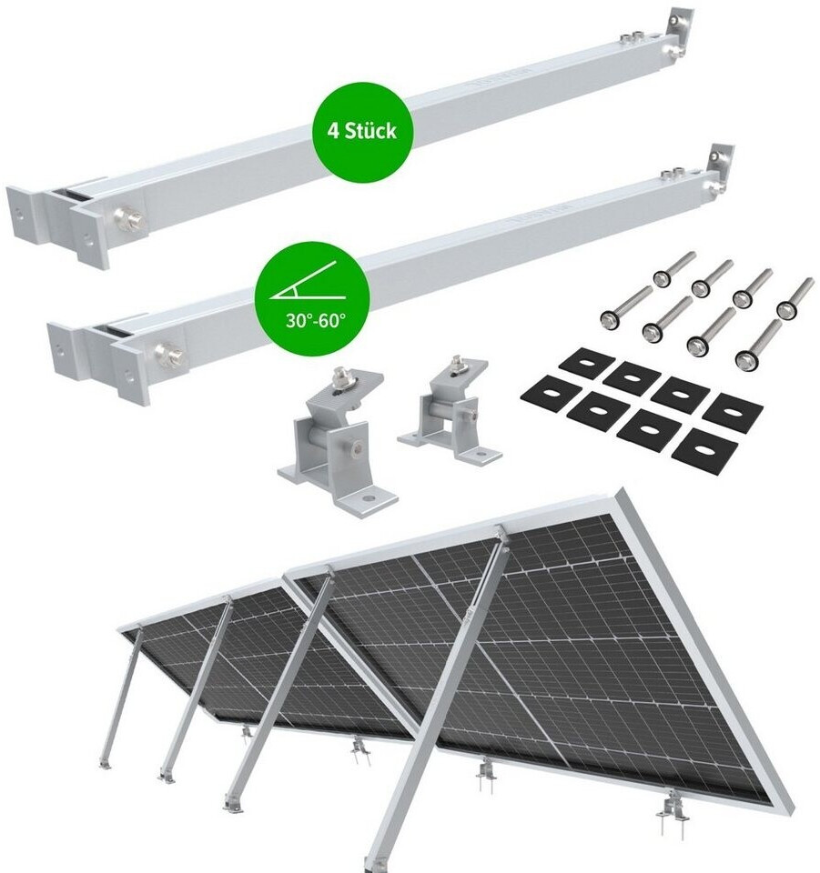 2x Solarpanel-Halterung – 0% MwSt. – Für Module Bis 114,5 Cm, Neigung 0–90°, Für Flachdach, Balkon & Wand – Aus Aluminium (munda)