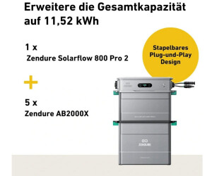 Produktbild von Zendure SolarFlow 800 Pro 2 – Balkonkraftwerk Mit Speicher, 800 W AC-Ausgang, Erweiterbar Auf 11,52 KWh, Plug & Play, IP65, Inkl. D0-Messgerät