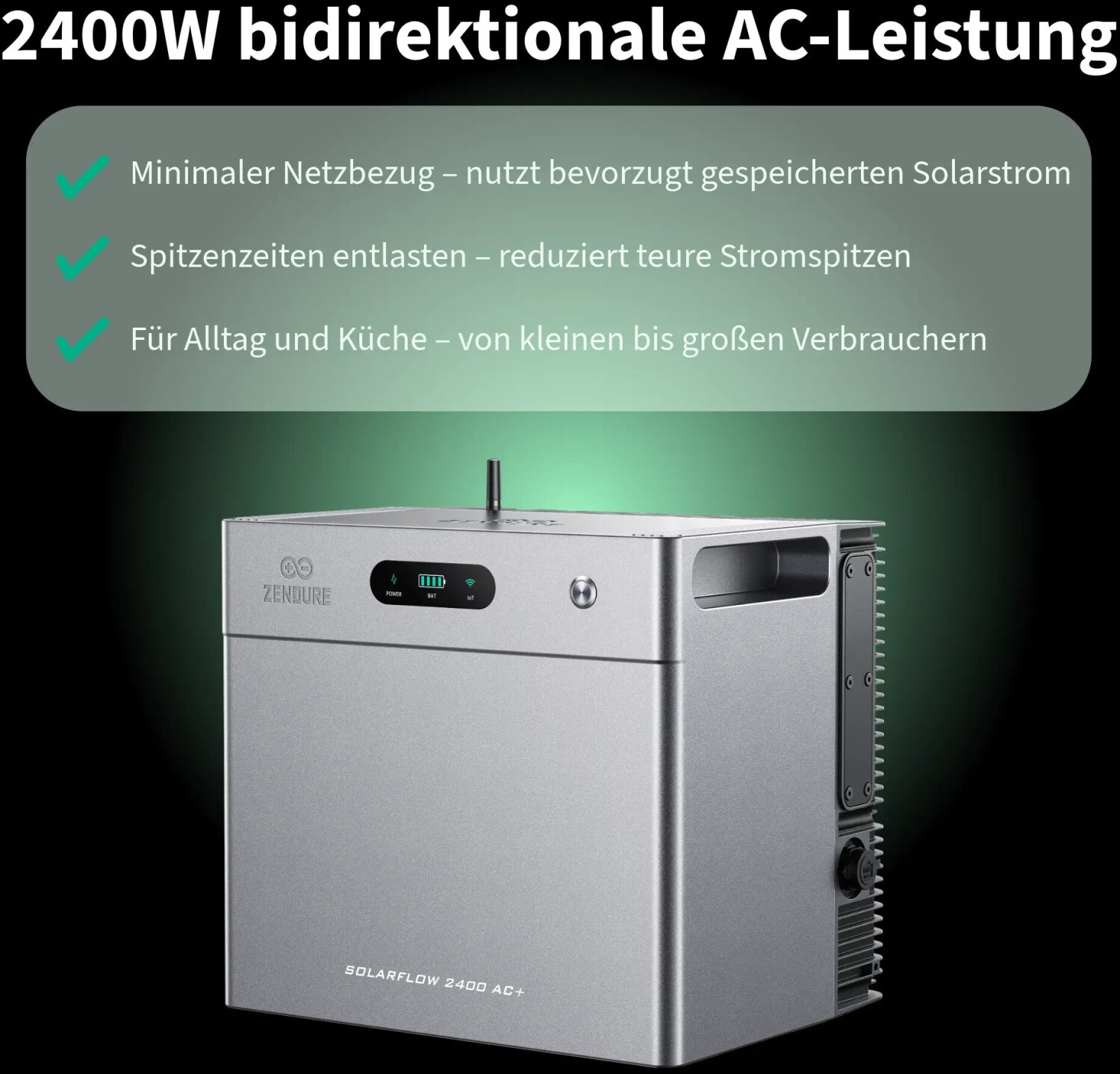 Zendure SolarFlow 2400 AC Plus 2,4kWh mit 1 x AB3000L 2,88kWh ab 1.349 ...