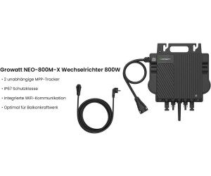 Produktbild von 1000Wp (+300W) Balkonkraftwerk Basic Kit – Growatt NEO 800W Mikro-Wechselrichter + 2x JA Solar 500W Full Black Bifaziale Module – App-Steuerung & Plug&Play (0% MwSt)