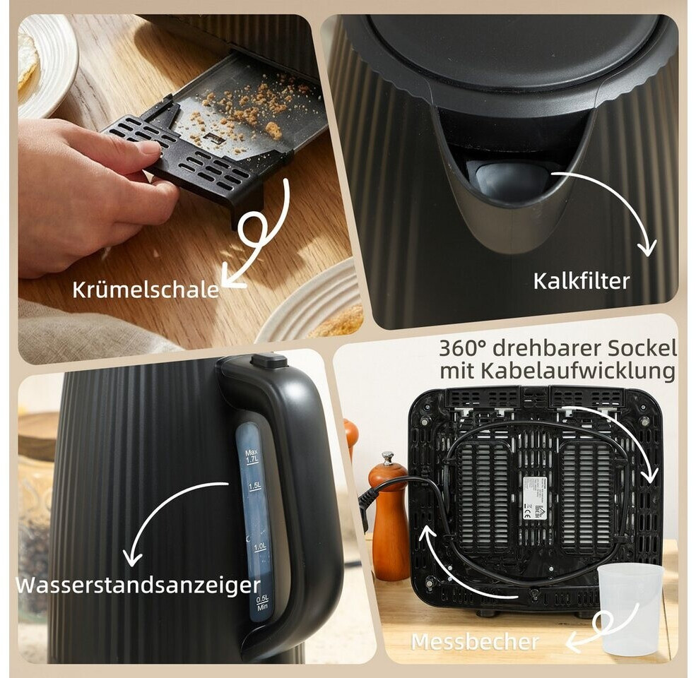HomCom 3-tlg Frühstücks-Set - Wasserkocher 2200W 1,7L/ Toaster/ Eierkocher ab 64,99 € (Oktober 2026)