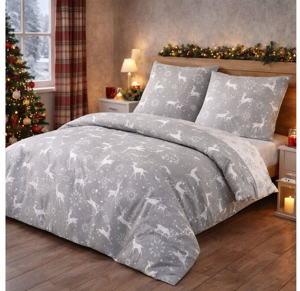 BuyMax Bettwäsche, Biber, 2 teilig, 155x220 cm Flanell mit Reißverschluss Grau ab 37,90 € (Oktober 2026)