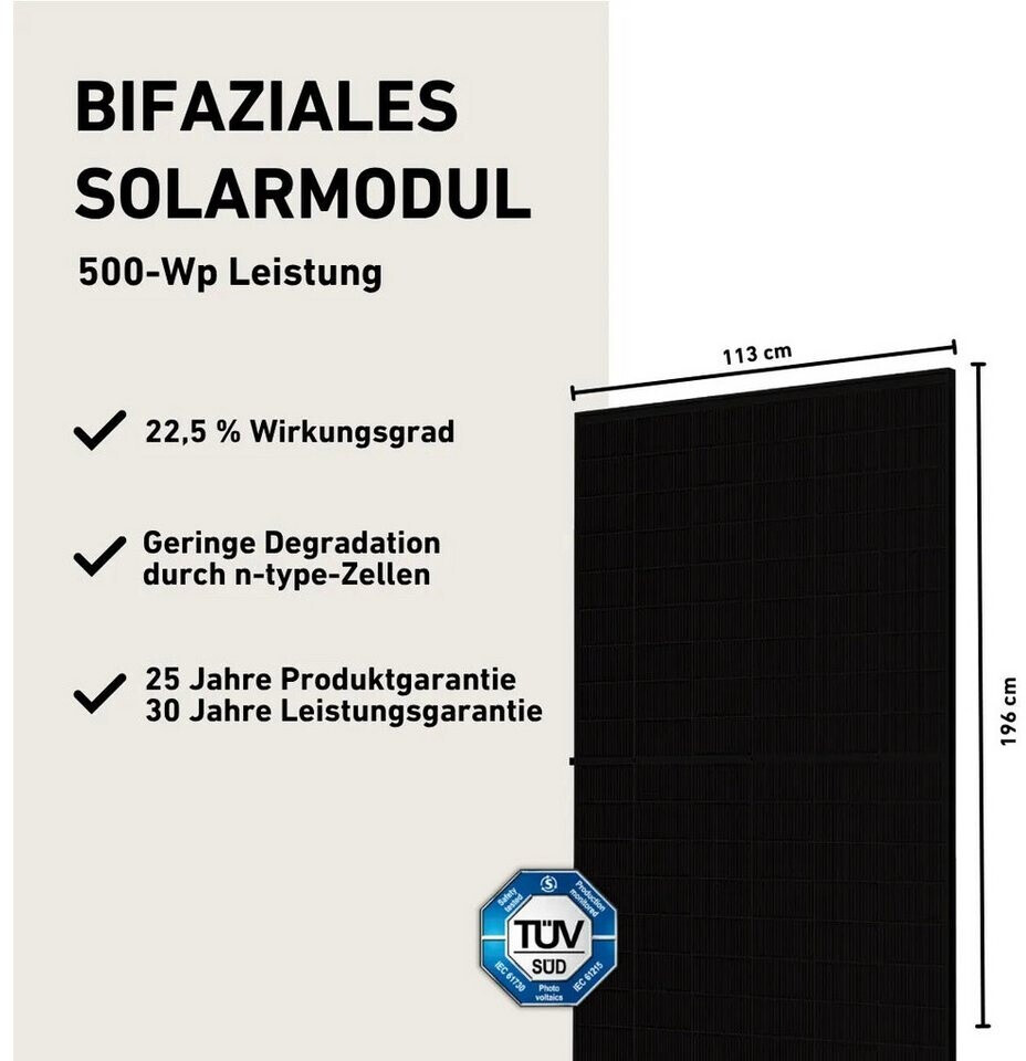 Balkonstrom Solaranlage 3000W 6 x 500Wp Module + Zendure Solarflow 2400 ...