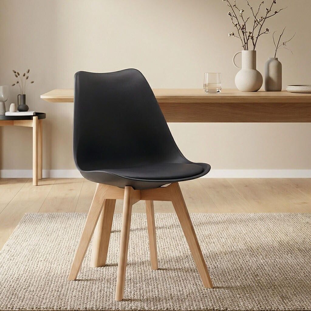 Homestyle4u Schalenstuhl 4er Set Kunststoff Holzbeine Schwarz (3345) ab 99,95 € (Oktober 2026)