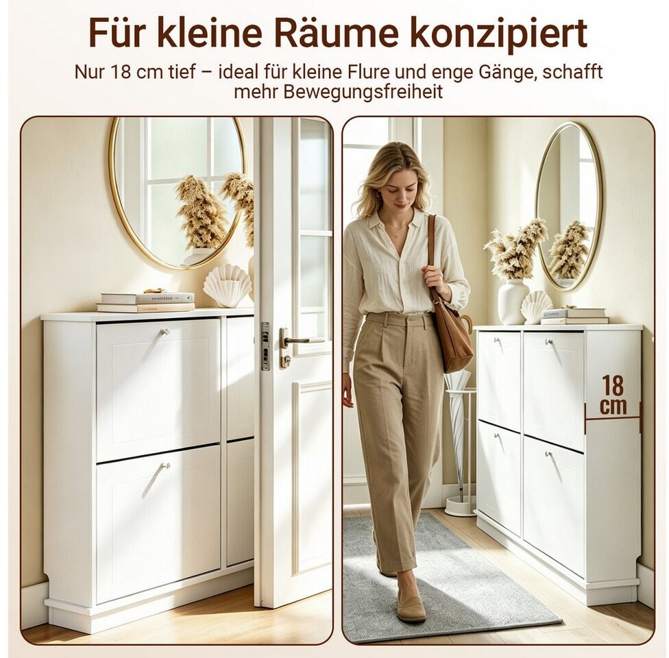 SoBuy Schuhschrank schmal mit Klapptüren, 105×18×78cm (FSR216-W) ab 119,95 € (Oktober 2026)
