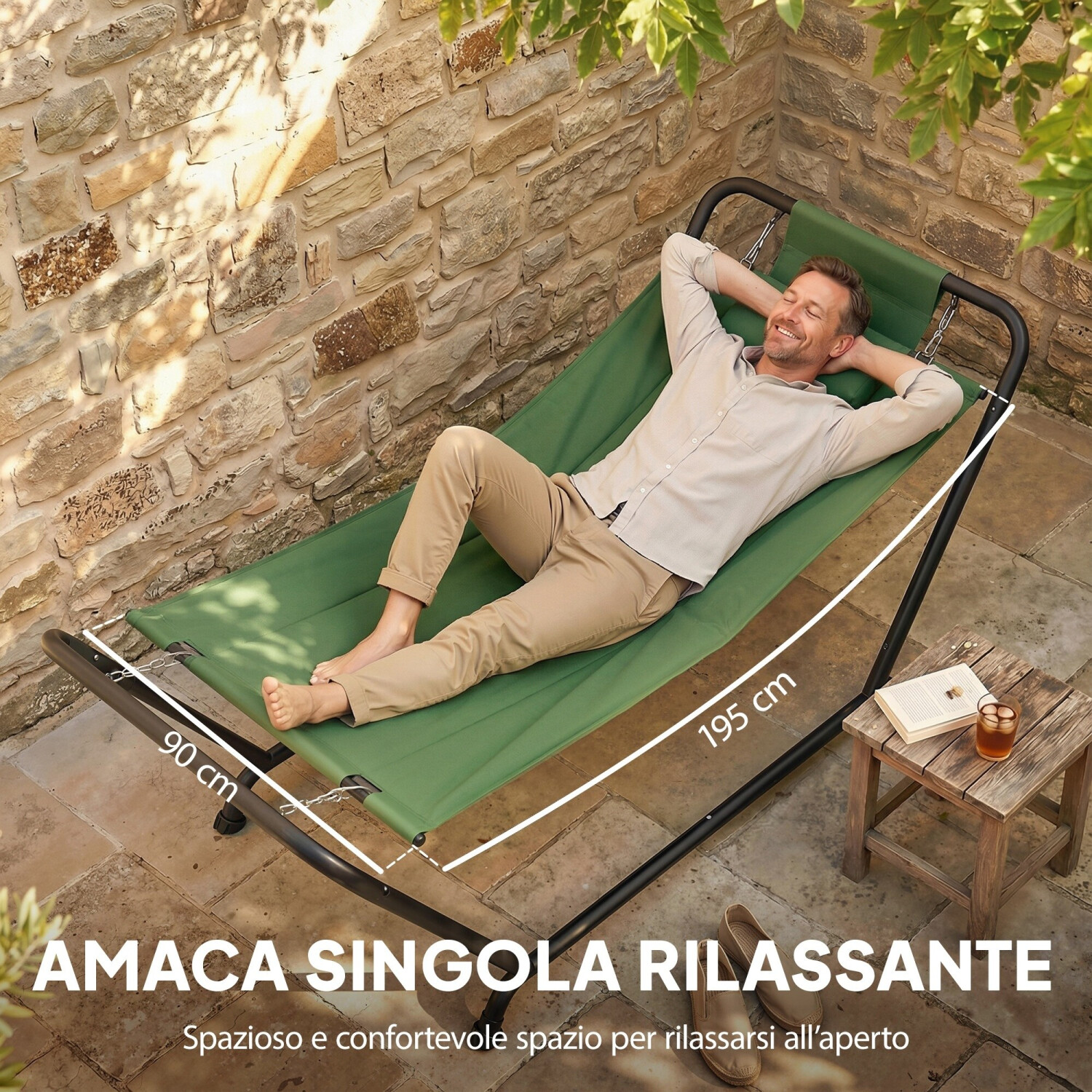 Outsunny Freistehende Hngematte mit Metallgestell, Seitentasche &  Kopfkissen, 150kg, Dunkelgrn (84G-877V00DG) ab 92.9  | Vergleiche 1  Angebote auf idealo.de